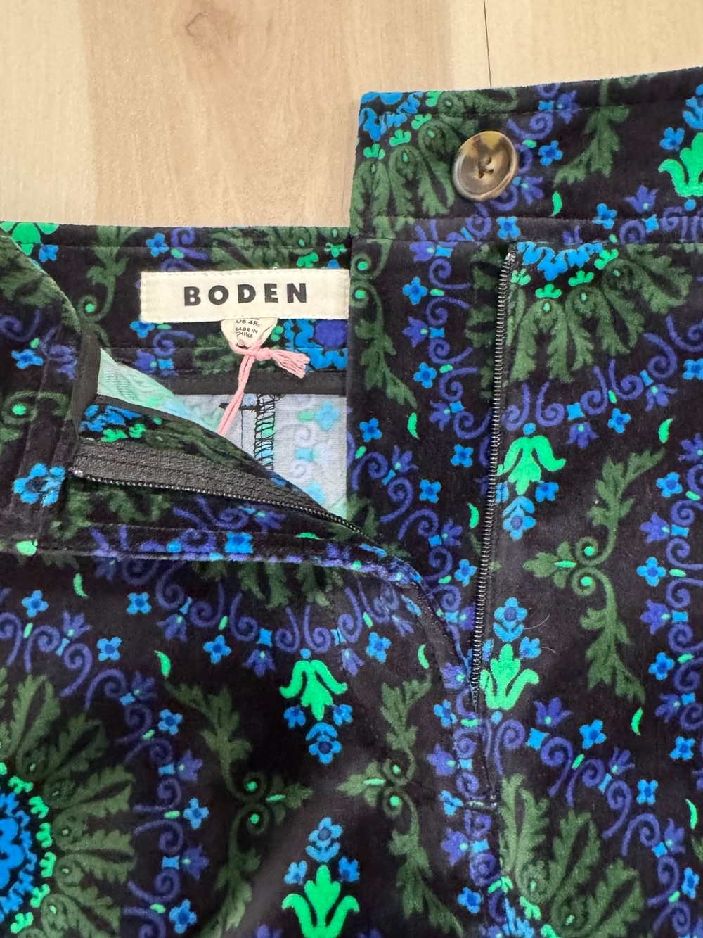 NWT Boden Margot Velvet Midi Skirt Women's 4 R Blue Green Black - Picture 11 of 13